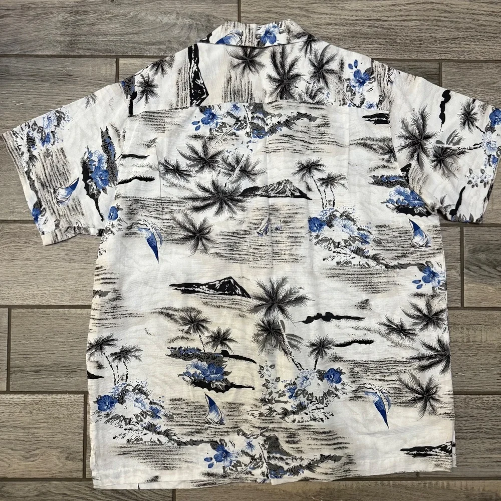 Milano Bay NWT white hawaiian men xl short sleeve button up shirt - Picture 4 of 4